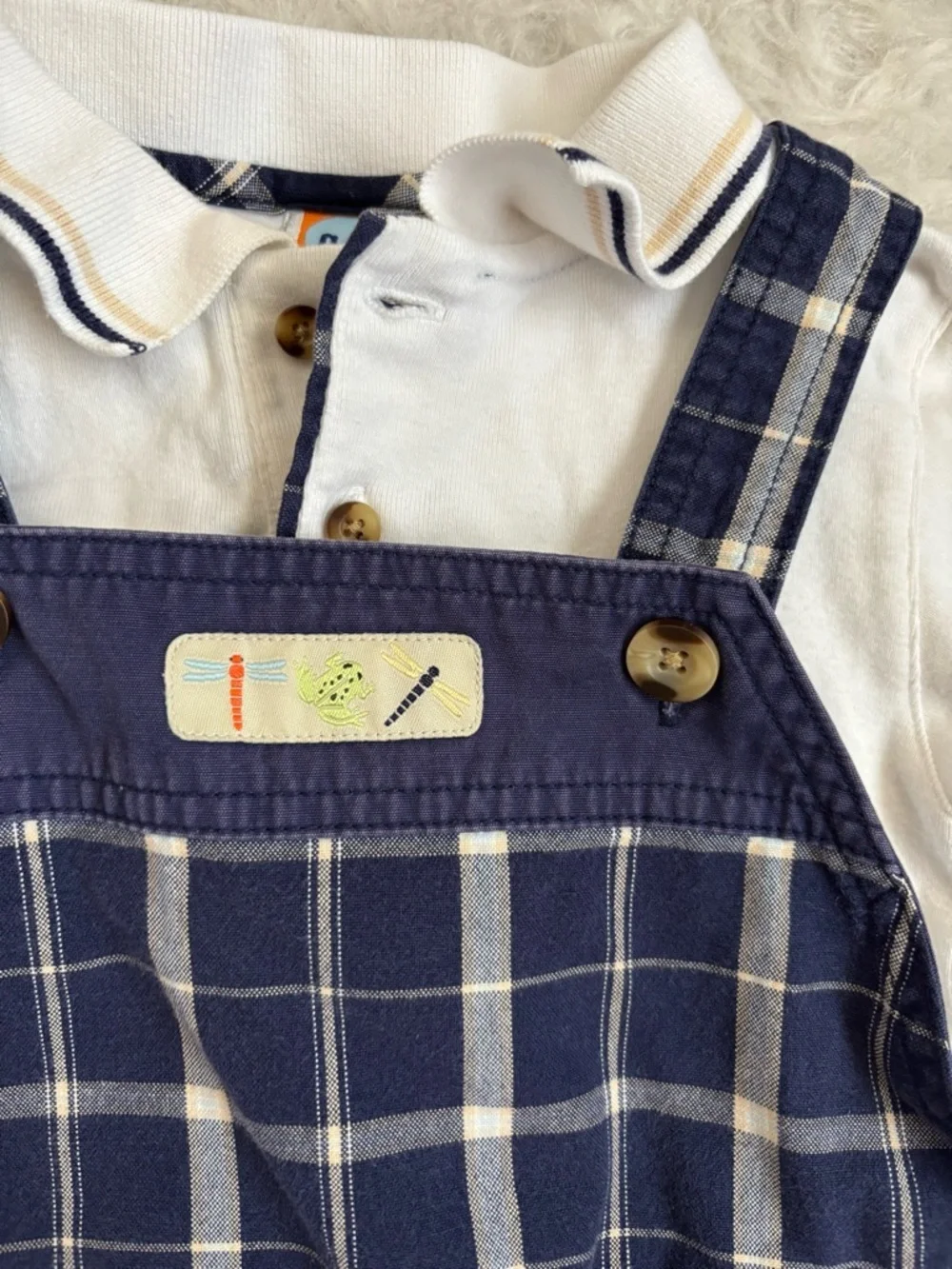 Gymboree Baby Boy Vintage Y2K Classic Polo and Plaid Overall Summer Set